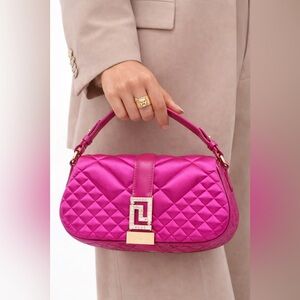 Versace Greca Goddess Silk Mini Bag Hot Pink with Crystal Embellishments